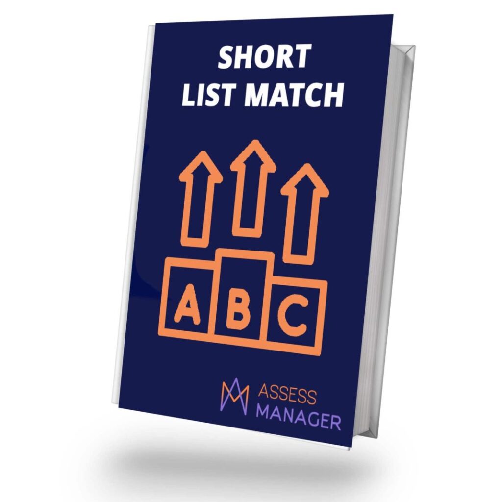 Short list match reliure - Assess Manager